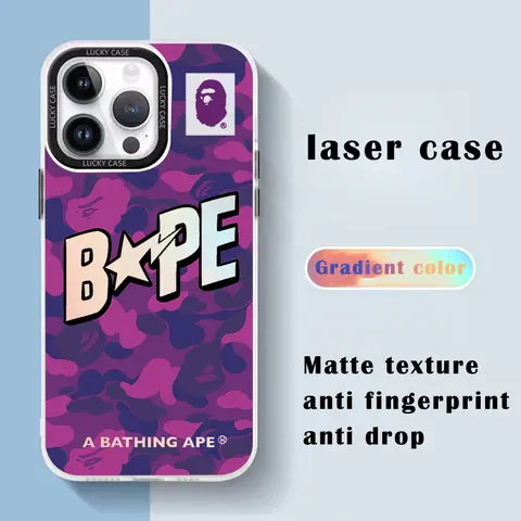 Hip Hop Gradient Camouflage Purple Ape Man Plastic Smartphone Cover - Thin Frame, Comfortable, Anti-Drop Protective Case Compatible with iPhone X, Xs Max, 11, 12, 13, 14, 15, 16, 17 Pro Max Plus Air (Y2K Style)