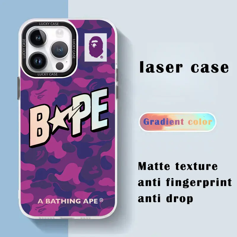 Hip Hop Gradient Camouflage Purple Ape Man Plastic Smartphone Cover - Thin Frame, Comfortable, Anti-Drop Protective Case Compatible with iPhone X, Xs Max, 11, 12, 13, 14, 15, 16, 17 Pro Max Plus Air (Y2K Style)
