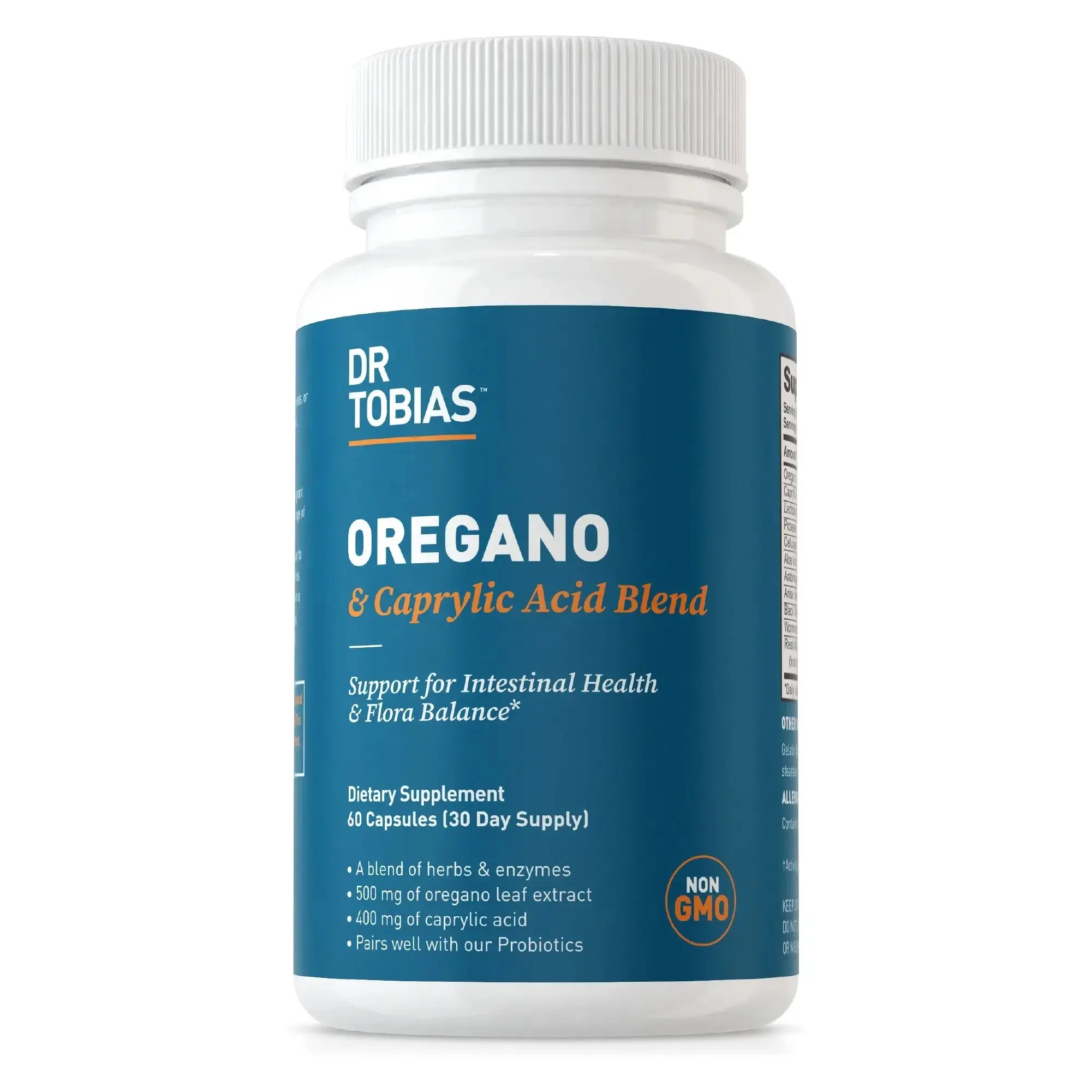Oregano & Caprylic Acid Blend with LactoSpore, Digestive Enzymes & Botanical Ingredients, Gut Wellness Support, 60 Capsules