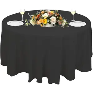 90 inches Black Round Tablecloth for 4ft Round Folding Table That Seats 4-6 Guests, Round Tablecloth for Table with 4 Chairs, Ideal for  or Events Such as  Party.