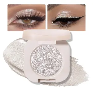 Glitter Shimmer Sparkle Eyeshadow Palette Makeup for Older Women, Silver Glitter Shimmer Metallic Holographic Cream Iridescent Single Monochrome Eye Shadow Makeup