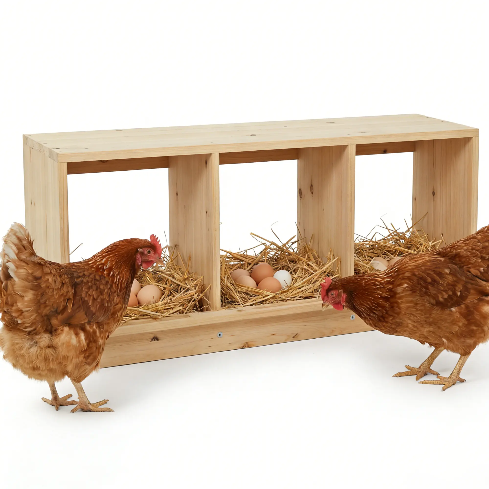 Heavy Duty Wooden Chicken Nesting Box for Poultry – 2/3/4/6/8-Compartment Single Layer, Easy Assembly, Ideal for Hens, Chickens, Ducks, Coops and Farms