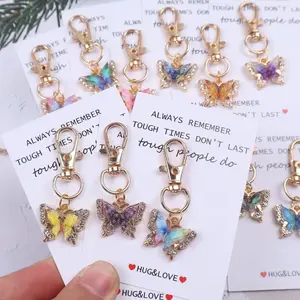 6pcs/12pcs Pocket Hug Tokens, Pocket Hug Cards, Gift Idea, Inspirational Butterfly Keychain Set for Backpacks, Handbags, Car Key Decor Accessories, Versatile Decoration, Suitable for Men and Women, Gift for Anyone in Need, Encouragement Keychains