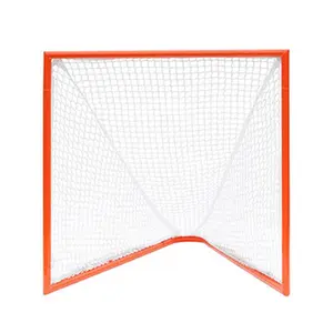 212 MAIN 4x4x4 ft Box Lacrosse Goal - Compact, High-Visibility, Orange Frame Lacrosse Net for Ball Sports Training
