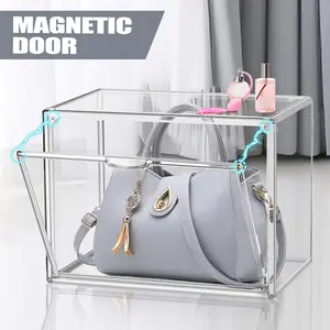 1PCS X-Large Clear Acrylic Display Box Handbag Storage Organizer Purse Organizer for Closet Stackable Shoe Storage Boxes with Lids Acrylic Display Case