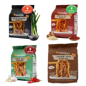 Momofuku Soy & Scallion Ramen Noodles by David Chang, 4 Pack of Restaurant Quality Instant Noodles Now with More Sauce & 10g of Protein