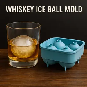 Clear Ice Ball Maker Set - Creates Four 2-Inch Crystal Clear Ice Spheres - Perfect for Whiskey Lovers and Cocktail Parties