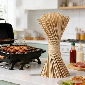 Natural Bamboo Skewers for BBQ, Appetizers, Fruits, Cocktails, Grilling, Chocolate Fountain, Kitchen Crafts, Parties, Stick, Barbecue Accessories, Barbecue Utensils