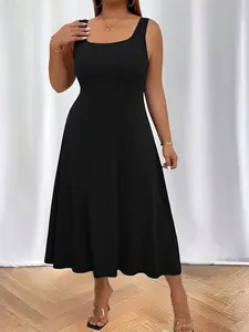Elegant Plus Size Women's Solid Color Strapless Dress Long Gown, Stylish Casual Wear for All Occasions, Comfortable and Chic Design, Womenswear
