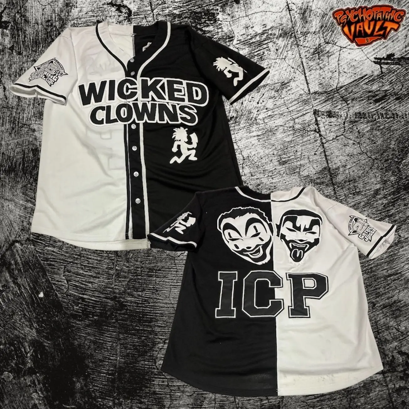 Split Colors Black/White Wicked Clowns Baseball Jersey ICP Juggalo Jersey