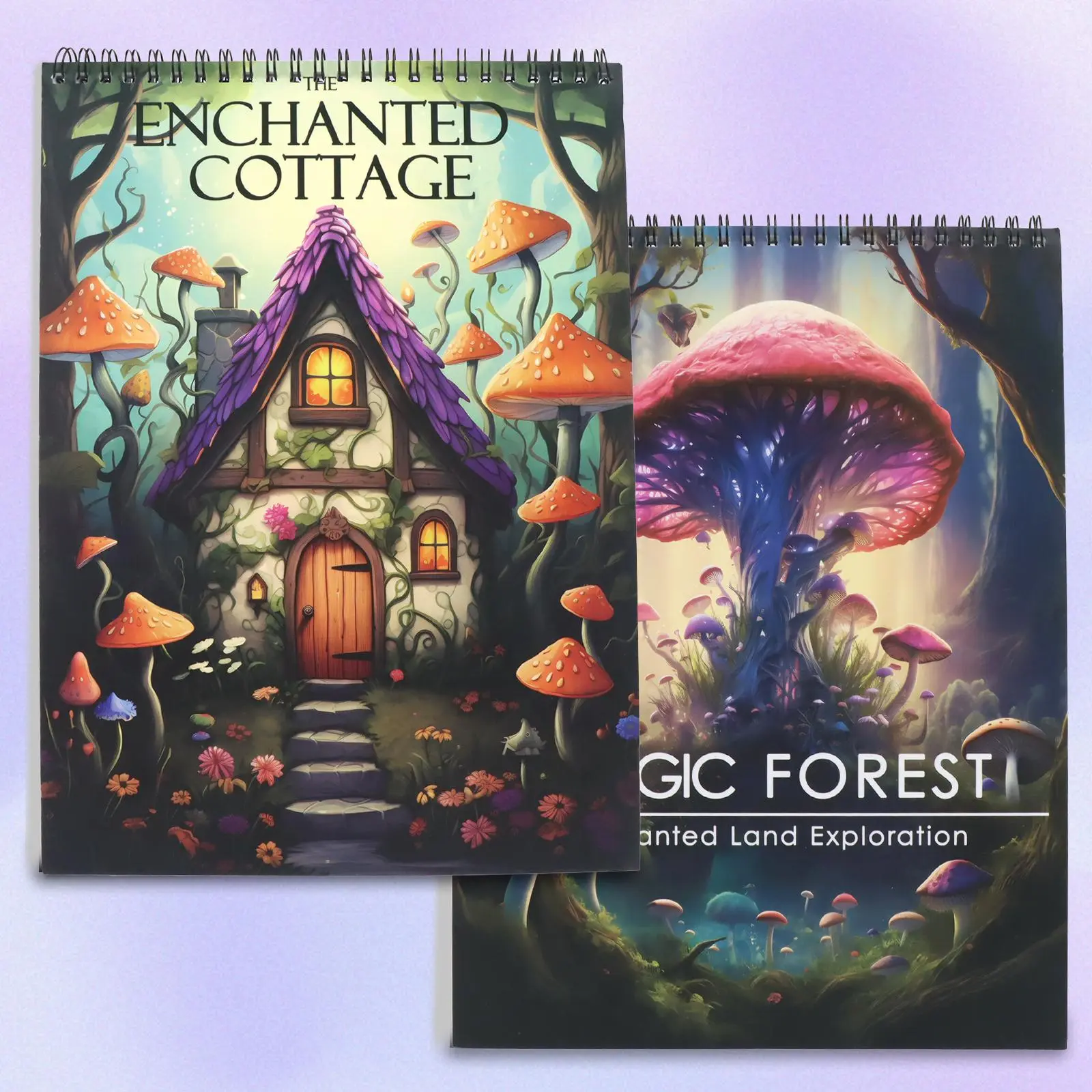Magic Cabin Themed Coloring Book, 2 Counts Exquisite Design Coloring Books, Clear Lines Coloring Book, Fantasy Illustrations, Enchanting Illustrations, Coloring Pages, Coloring Supplies, Great Gift for Holiday Party, Enchanted Cottage
