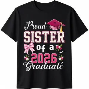 Women's Short-Sleeve Cotton T-Shirt - 2026 Graduation Number Design, Fashion Round Neck, Soft Lightweight Regular Fit H-Line Top, for Graduation Party, Beach, Casual, Streetwear Use