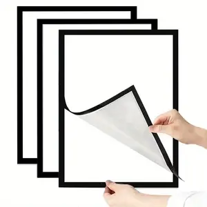 Modern Magnetic Wall-Mounted Photo Frames, Self-Adhesive Portable Plastic Display Frame, Vertical Matte Surface, Simple Decorative Folders