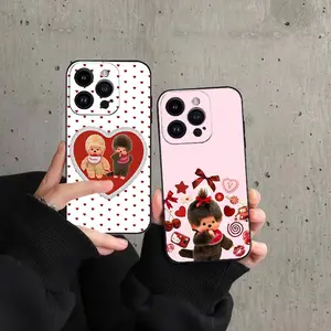 Cute M-Monchhichi Phone Case Phone Case For IPhone 17,16,15,14,13,12,11,Pro,Plus,Mini Soft Black Cover