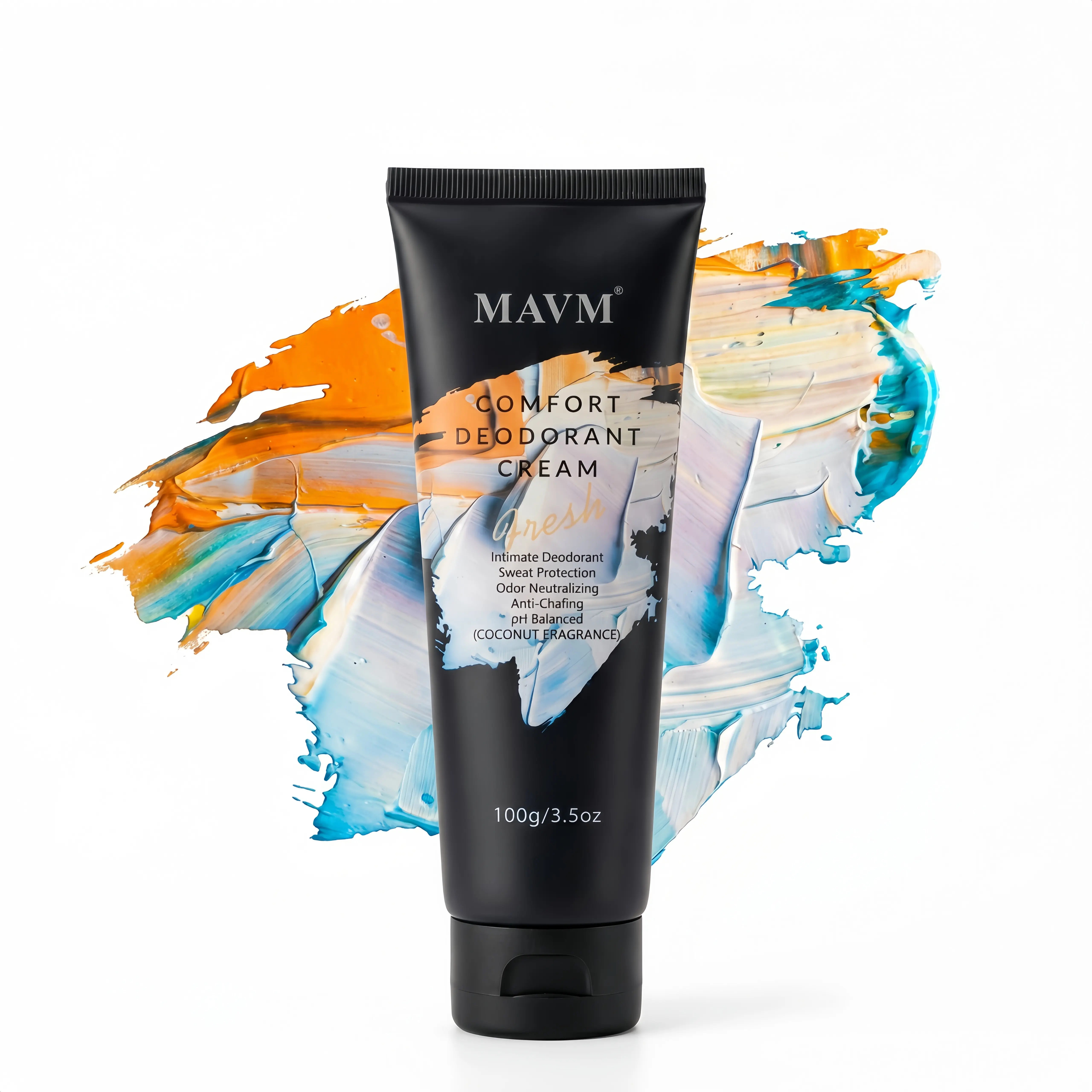 MAVM Men's Aluminum-Free Fragrance Deodorant Cream - 100ml Cream-to-Powder Anti-Chafing Effective Deodorizer, Sweat Control Deo, Dry Underarms, Fresh Woody Citrus Scent, Unisex Corn Starch Dry, Alcohol-Free, All Skin Types Daily Deodorant Body Care