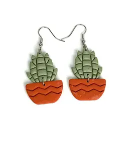 Succulent Plant Earrings | Cute Plant Lover Gift | Polymer Clay Dangle Earrings | Boho Botanical Jewelry | Lightweight Hypoallergenic