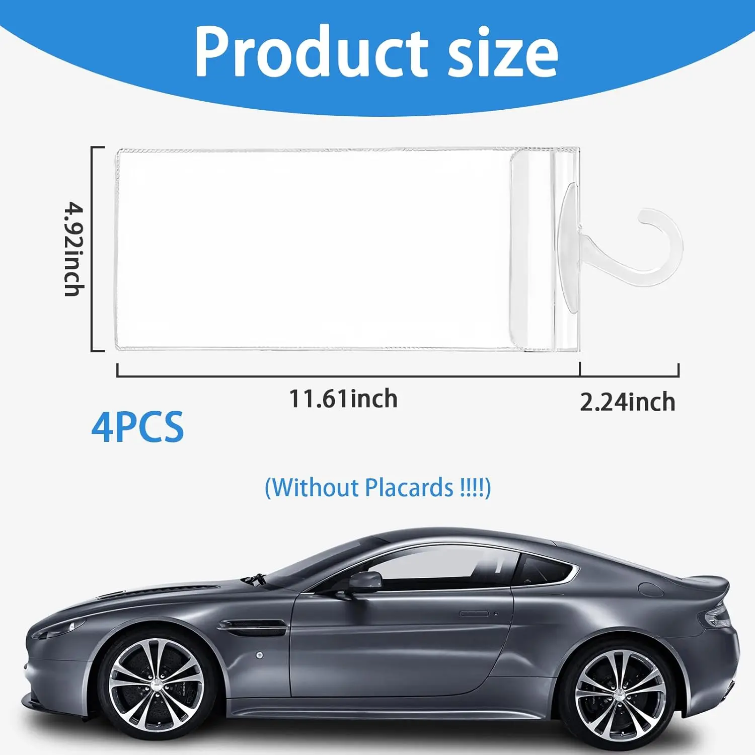 4 PCS Handicap Placard Holder, 11.6" x 5" Ultra Transparent Disabled Parking Permit Placard Protector with Plastic Large Hanger, Automotive Disabled Placard Protective Cover