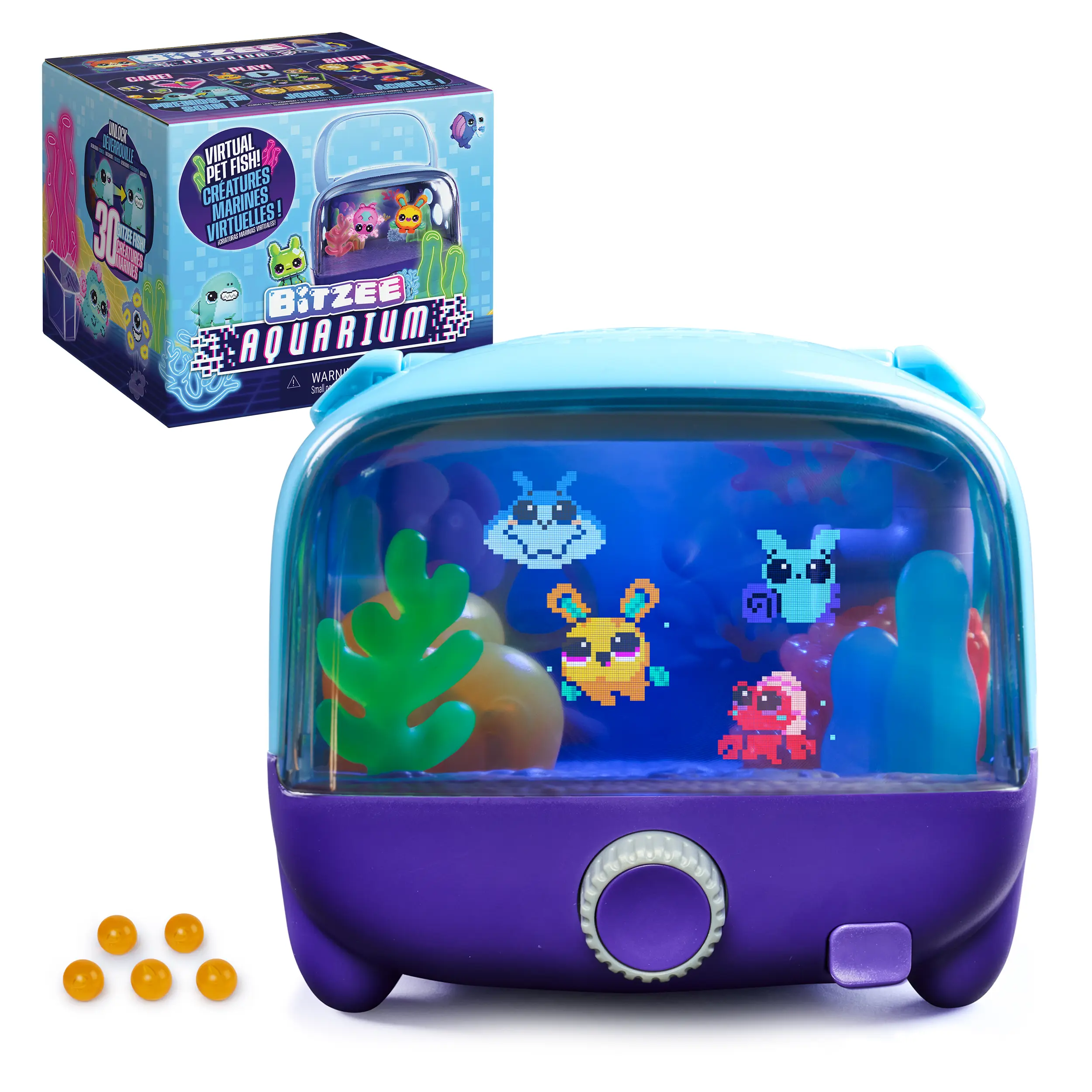 BITZEE Interactive Digital Aquarium Fish Tank Toy with 30 Virtual Fish, Large Display, LED Lights, Touch-Responsive Electronic Pets, Boy Gifts for Kids Ages 5+, Birthday
