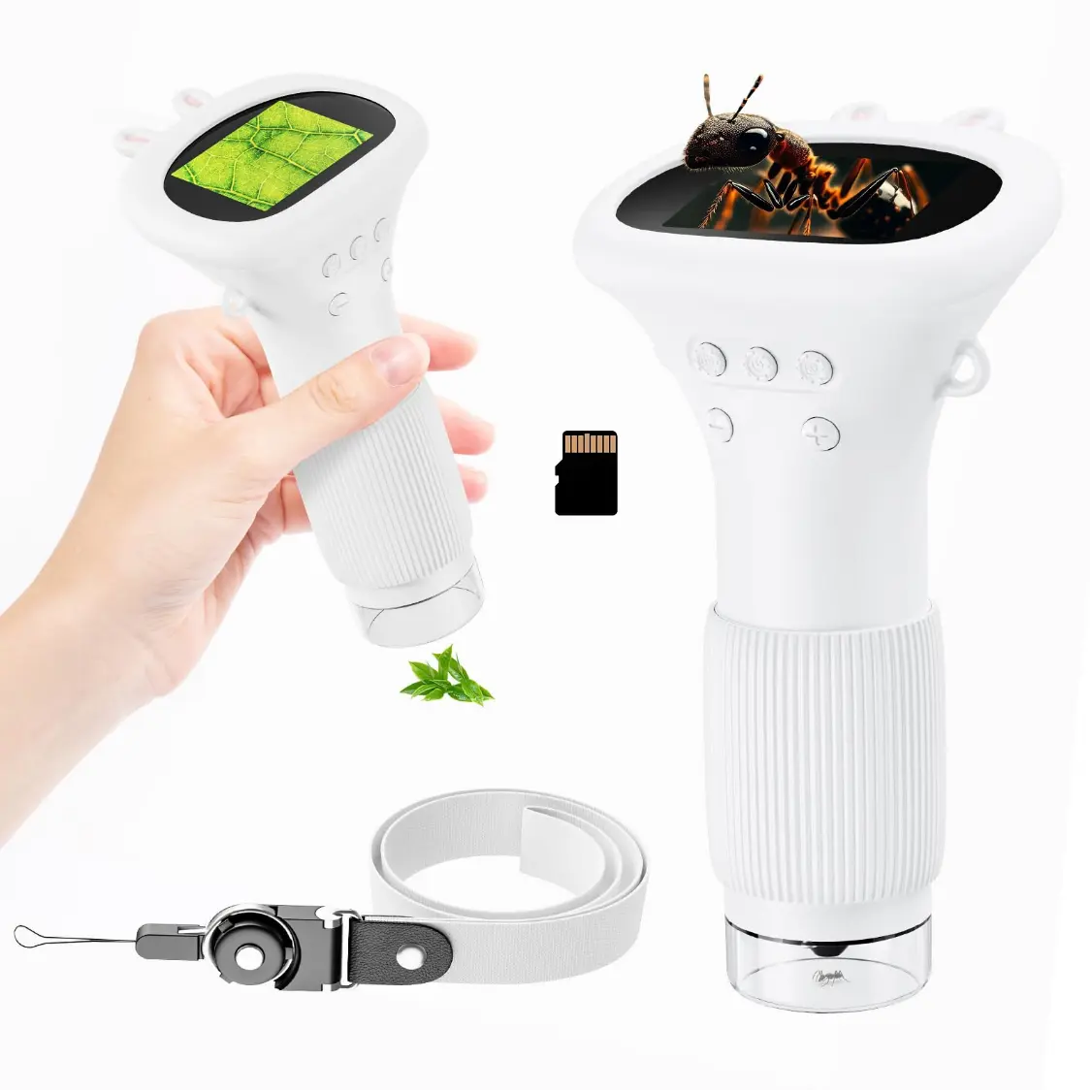 Handheld Digital Microscope for Kids - 2" Display, 100x-1000x Zoom, 8 Lights, 8 Brightness Levels, 8x4x12 cm, USB Connected, PC Compatible, Lightweight, Expandable Card Support, Classroom Supplies, 9th Grade Learning Materials