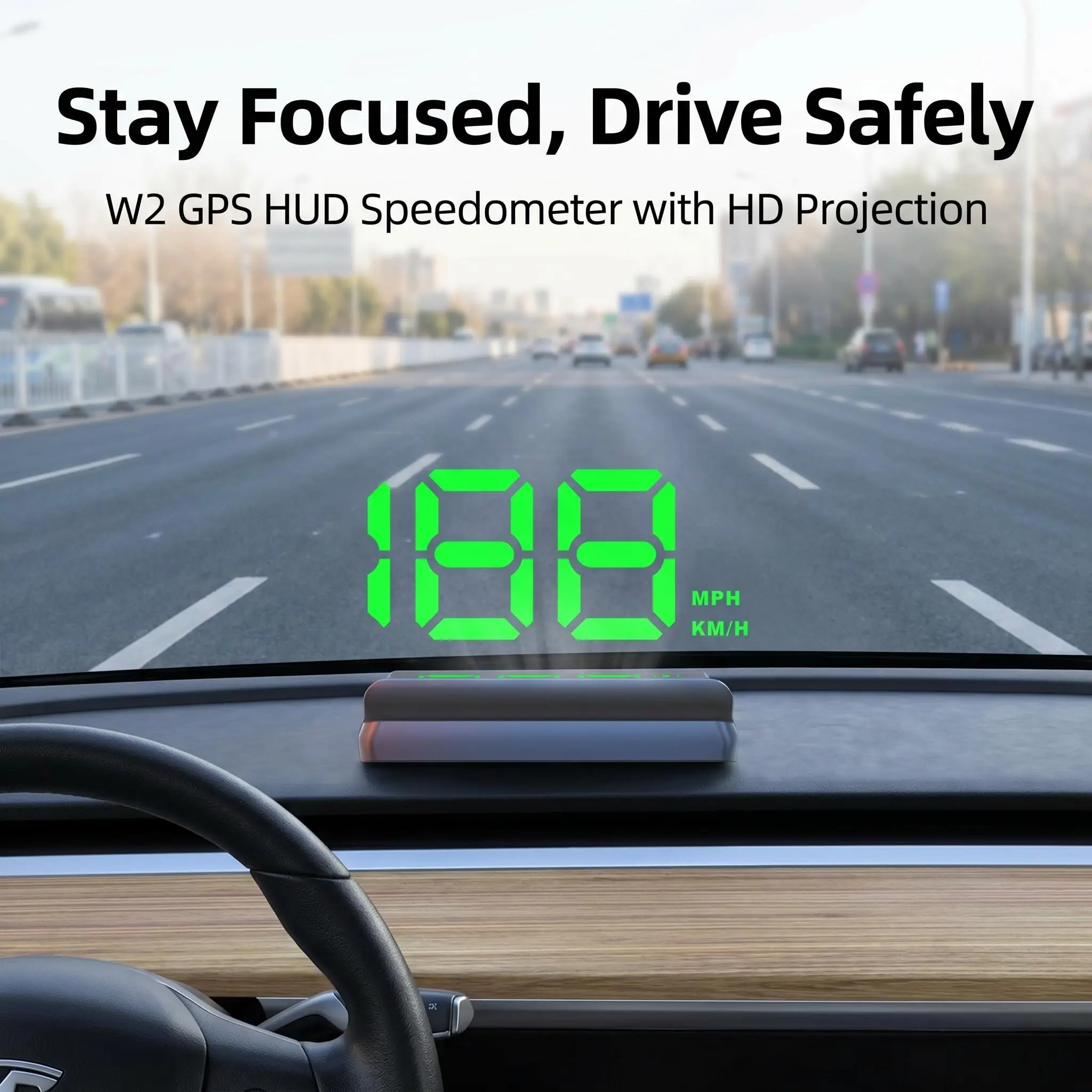 Universal W2 GPS HUD Head Up Display Digital Speedometer Projector MPH KMH Big Font Speed Meter Displayer Auto Electronic Part