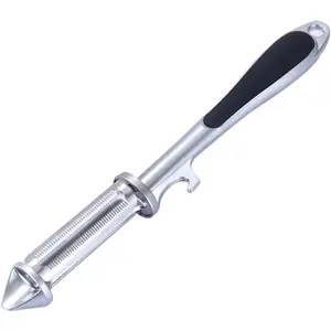 1 PCS Vegetable Peeler Multifunctional Five-in-one Zinc Alloy Potato Peeler Can Be Hung Open Bottle Fruit and Vegetable Fruit Peeler with Ergonomic Safety and Control Handle-Dishwasher Safety, Stainless, Steel