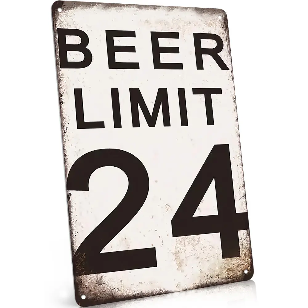 Beer Limit 24 Metal Aluminum Sign, Flat Vintage Water proof Bar Signs, Funny Bar Wall Decor, Retro Drinking Humor Design, 8x12 Inch, Decor for Home Bar, Garage & Man Cave, Hilarious Gift for Beer Lovers & Party Fans, Retro Drinking Vibe
