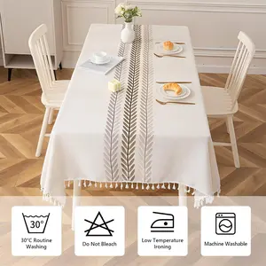 Rectangle Tablecloth, Rustic Waterproof Design, Wrinkle Resistant Farmhouse Style, 55x120 Inch, Ideal for Parties & Holidays
