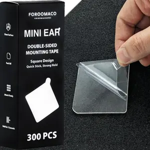 Mini Ear Mounting Squares for Acoustic Foam Panels, 300pcs Peel-Tab Sided Squares (1.18"), No Residue, Removable, for Wall
