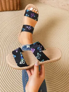 2026 Summer New Arrivals: Linen One-Strap Sandal for Women, Retro Bögen Style, Thick-Soled Outdoor Sandal.