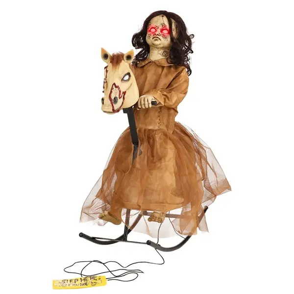3.5FT Animated Rocking Horse with Doll Prop 3.5FT Animated Rocking Horse with Doll Prop