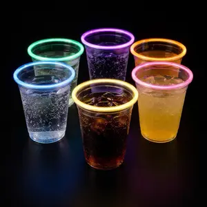 20-Pack 7 Colors 16oz Glowing Party Cups Multicolor Disposable Neon Glow in the Dark Cups for Beer Pong & Glow Party Supplies.