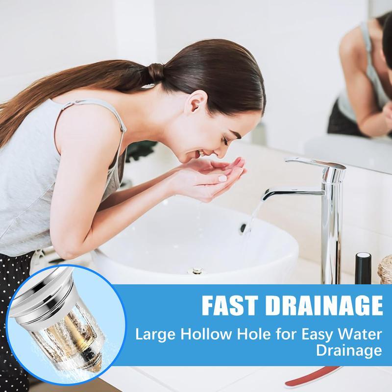 Metal sink filter made of 304 stainless steel-Bathroom Sink Drain Stopper-PopUp Drain with Stainless Steel Filter Basket Hair Catcher, Universal Replacement for 1.1-1.45 Inch Sinks