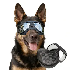 2026 Large Dog Goggles, Wide Nose Bridge Soft Frame, Tactical Driving Sunglasses, UV Protection, Windproof Dustproof, Adjustable, Silver Color Lens