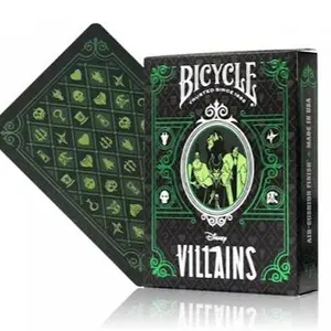 Bicycle Disney Villains Playing Cards Green Edition by USPCC Featuring Four Famous Villains with Silver Foil Accents