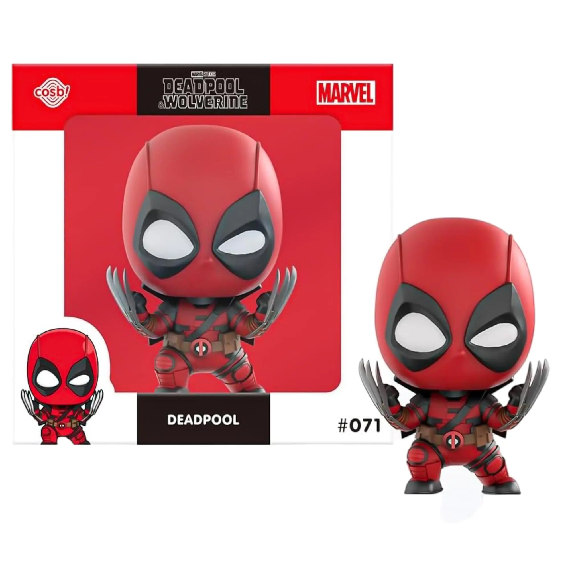 Marvel Deadpool & Wolverine Single Plastic Clawed Action Figure Cosbi Bobble Head - Deadpool #71, Action Figures