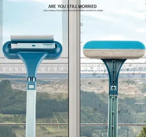 TIKA 1 Pack 2-in-1 Window & Glass Cleaning Set - Squeegee and Mesh Brush Combo- Multifunctional Window Screen Mesh Cleaner Brush, Wet Dry Dual Purpose for Home, Car, and Mirror Cleaning