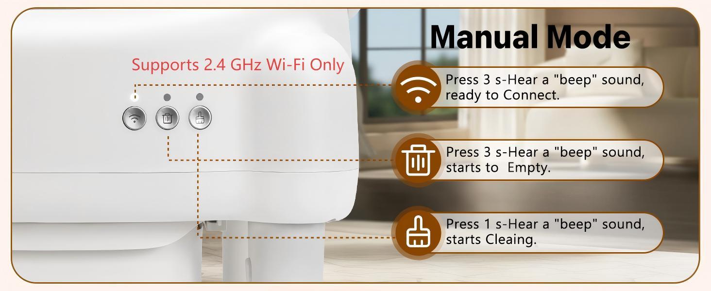 PARUUNTYS x TAYACICY Automatic Self Cleaning Litter Box Open Top with App Control for Multiple Cats 16.5"x16.5" Entrance Dual Safety Tech 10.5L Sealed Waste Bin Leak-Proof Design Cream White - Litterbox(Only supports 2.4G Wifi)