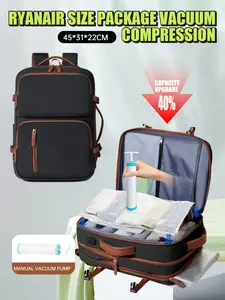 Large Capacity Expandable Travel Backpack, Vacuum Compression Bag, Fits Easyjet Airline, 45x32x22 Cm, Anti-Theft Pocket
