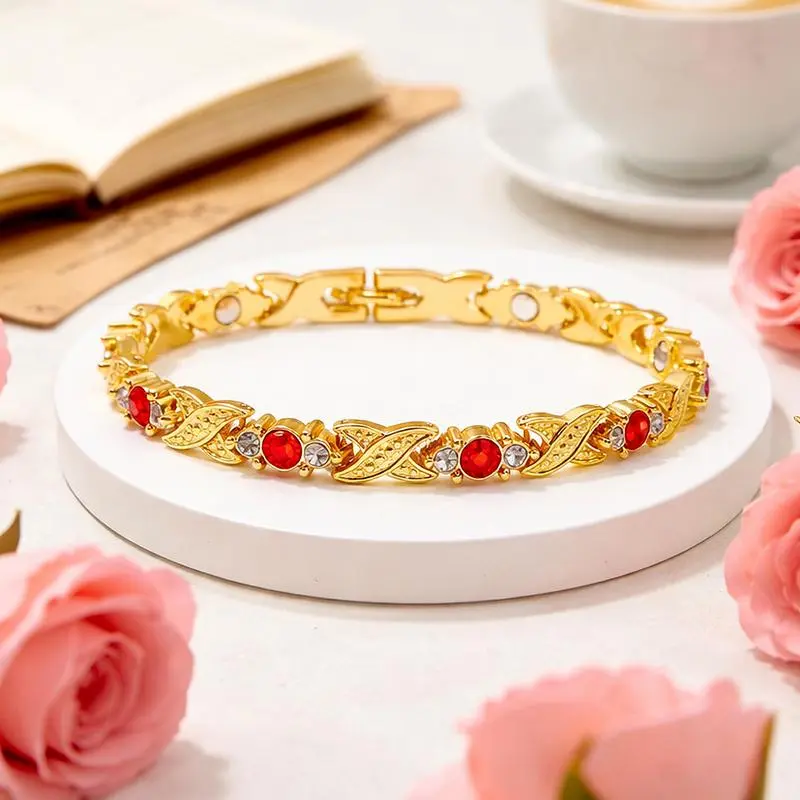 Crystal  Magnetic Bracelet for Women — Adjustable Magnetic Therapy Bangle with Healing Stones — Stylish Metal Energy Jewelry — Magnetic Bracelet for Men — Lucky Crystal Gift for Mom Mother's Day