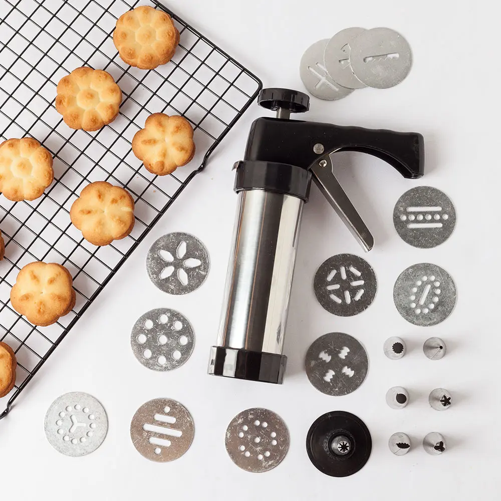 Cookie/Biscuit Press Machine - Stainless Steel - Pastry Cookie Cutter Gun
