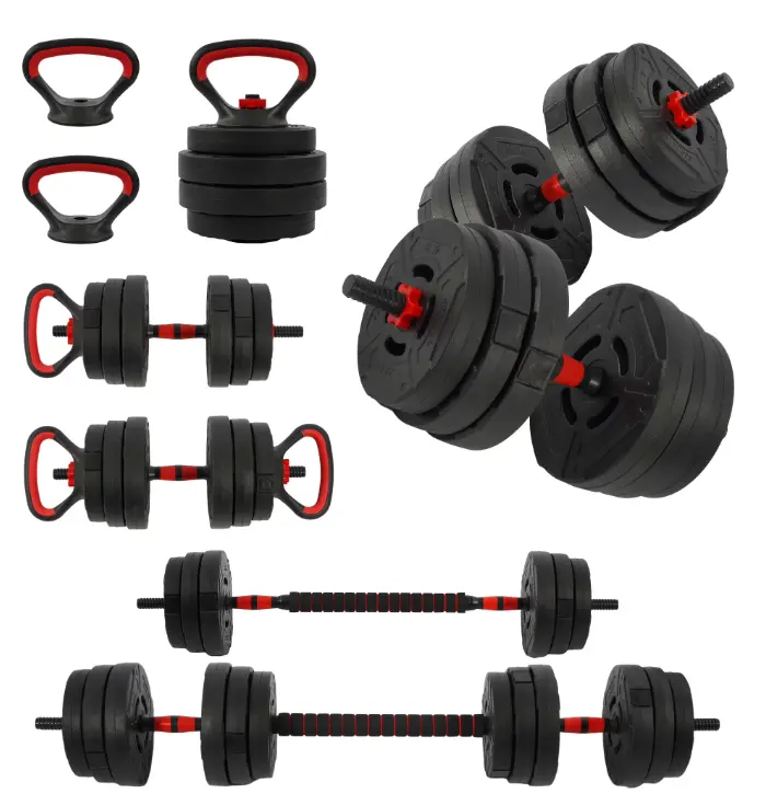 BalanceFrom 60LB 4-in-1 Portable Changeable Dumbbell, Barbell, and Kettlebell Set with Adjustable Weights