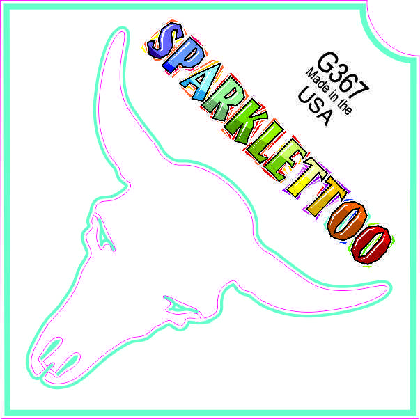 212 MAIN Temporary Tattoos (G367-2) - Men's 2-Ply Cow Skull Design, Ruby Red Glitter Finish, 1.5x2.3x2.3 in, FDA Safe, Easy to Apply, 100 Pieces for Costume & Special Occasion Accessories