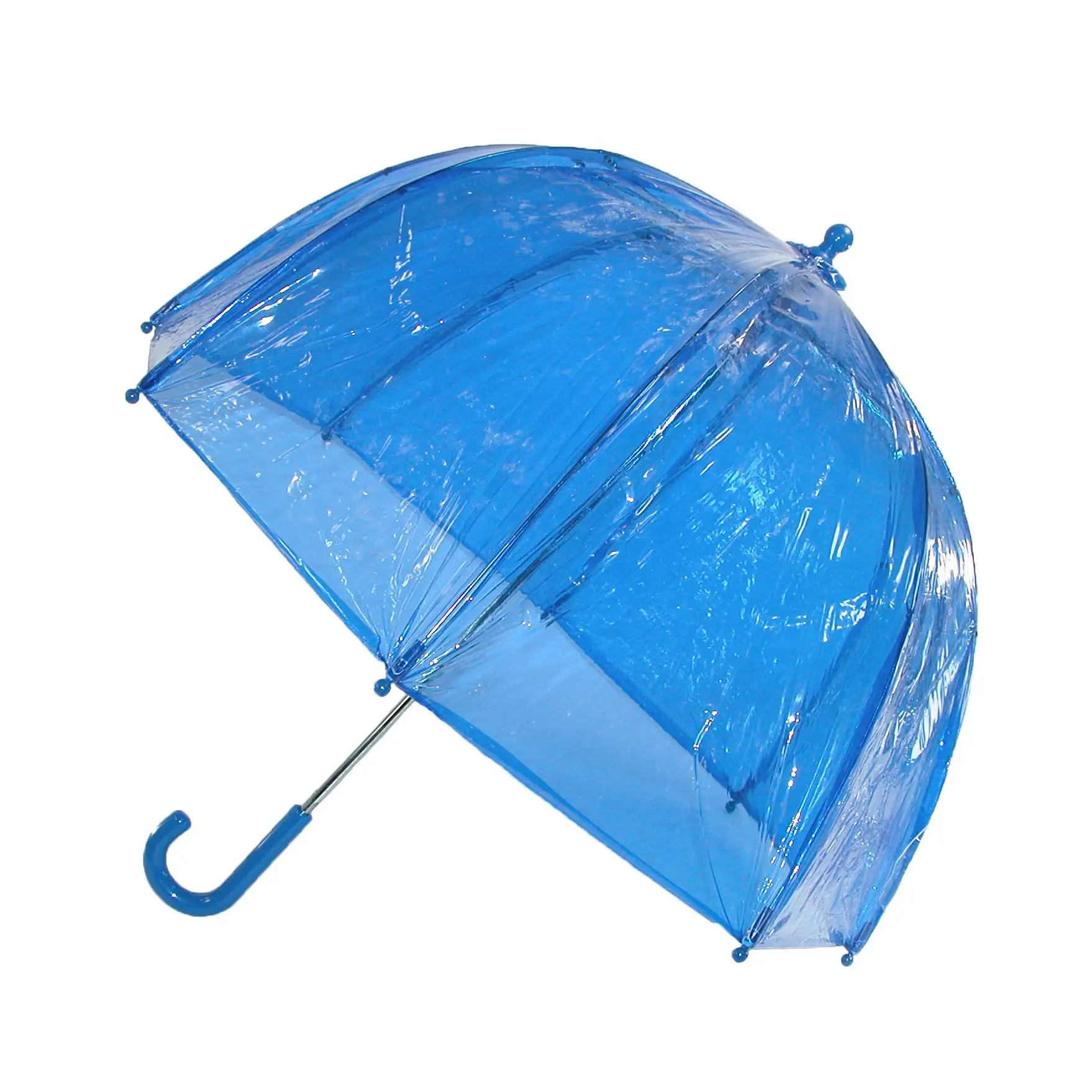 Totes Kids' Vinyl Pinch-Proof Dome Umbrella - Lightweight Foldable, Rainproof Stick Umbrella with Covered Safety Tips for Child