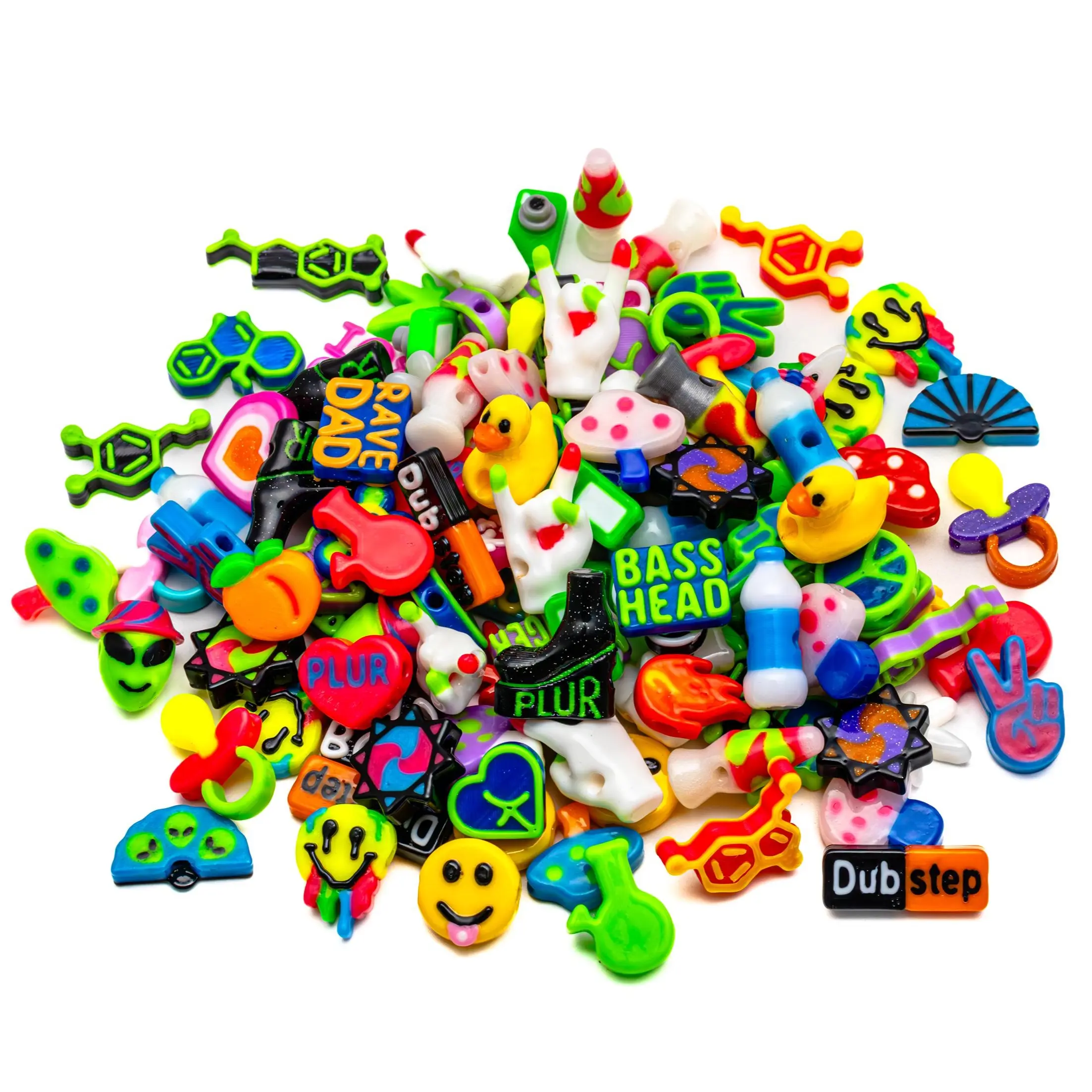 Rave Bead Soup - Random Mix of Rave and Festival Themed Plastic Beads by Weight