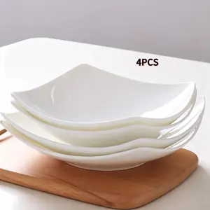 4-piece set of high-edge large square plastic bowls (stackable anti-slip design, unique square reinforced corners, microwave oven-safe, dishwasher washable, combining practicality and modern aesthetics) Salad Serving Bowls Plastic Fruit Bowl