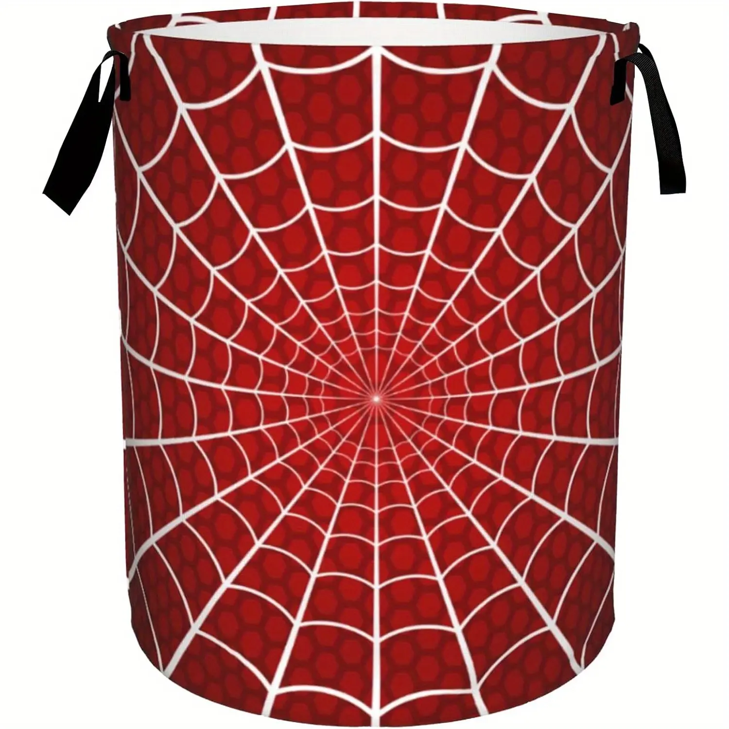 Red Spider Web Laundry Basket, Spider Web Halloween Foldable Laundry Basket for Bedroom, Bathroom Large Storage Bag, University Dormitory Living Room Organizer Toy Box 16" X 20", Laundry Basket