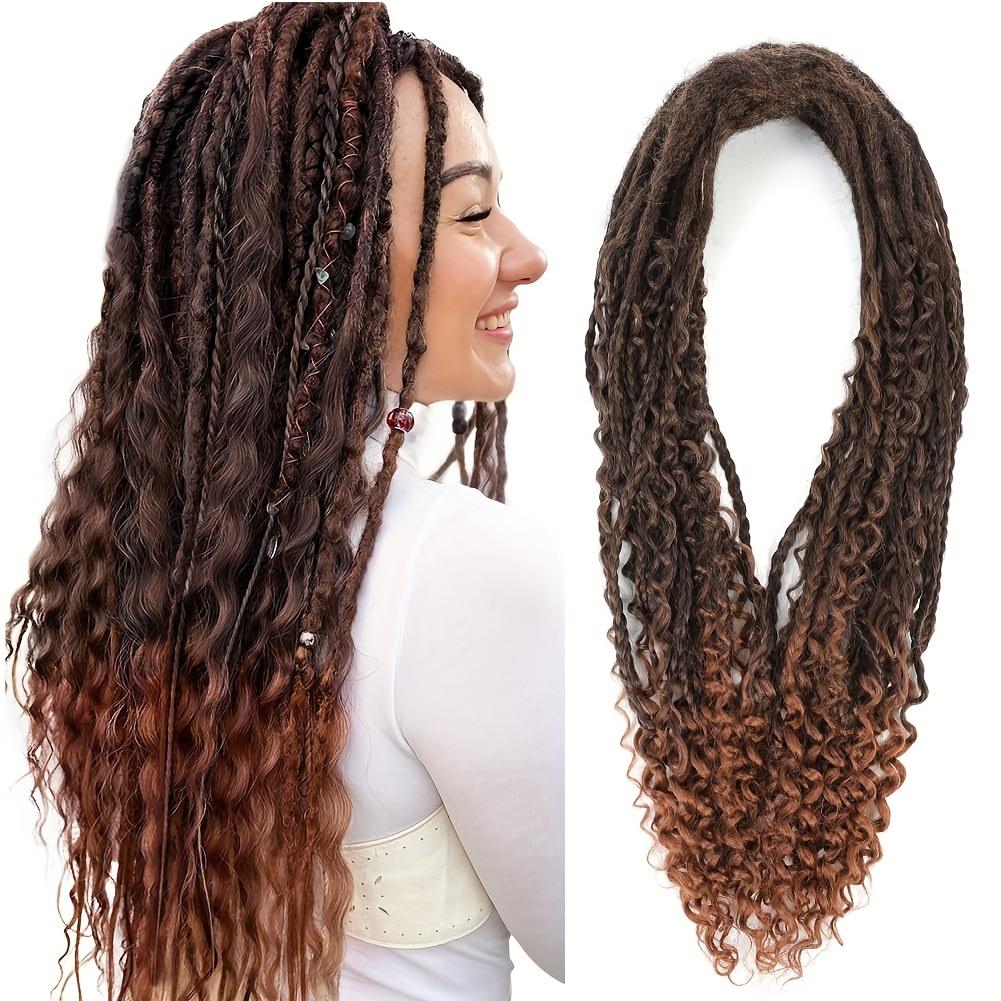 "15Pcs Mixed Double Ended Dreadlock Extensions 24 Inch Dreads Handmade Boho Hippie Style Straight & Curly Dreadlocks Hair Extensions For Women "	