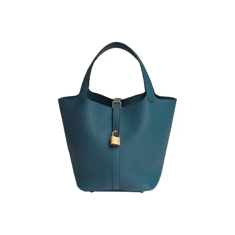 Pre-owned HERMÈS Picotin Lock 22, W0 Bosphore Green with Gold Hardware, Stamp D【2604611】