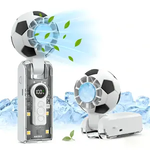 Creative Football-Themed Portable Handheld Fan, 100 Speed Ice Cooling Fan, LED Display, Small Portable Fan for Travel, Working, Outdoor, Gifts