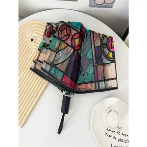 1PC Transparent Folding Automatic Umbrella, Compact Sturdy Durable Design, Suitable For Student Use